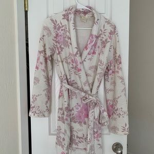 Anthro pink floral robe